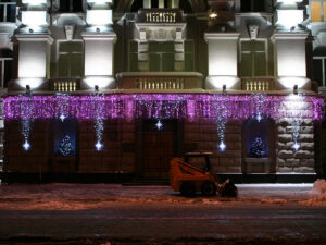 Новогоднее оформление фасада здания СБУ г.Киев