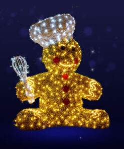 Светодиодная фигура ИМБИРНЫЙ ПРЯНИК, каркасные светодиодные фигуры из гирлянд и мишуры, купить светодиодные фигуры