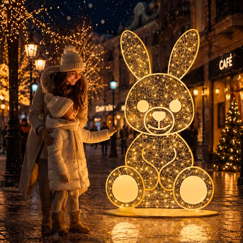Світлова декорація ЗАЙЧИК 702-005 вулична новорічна фотозона - світлова фігура заєць